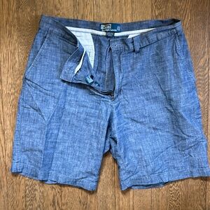 Blue lightweight polo shorts.